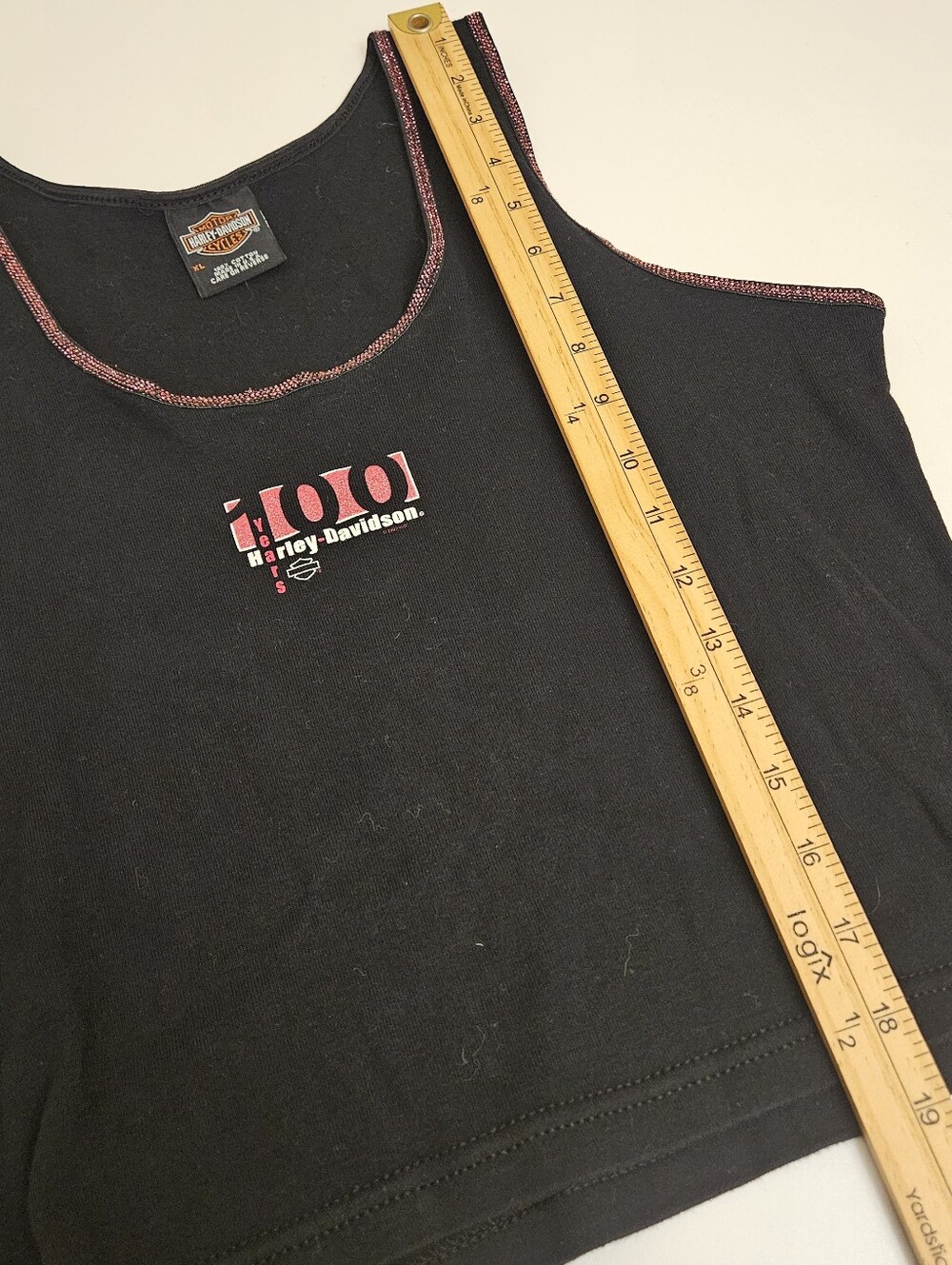 Harley-Davidson Black Tank Top with Pink Trim Harley-Davidson 100 Years Tank XL - Picture 8 of 8